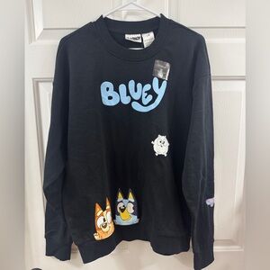 Bluey Black Crewneck Sweater for Men